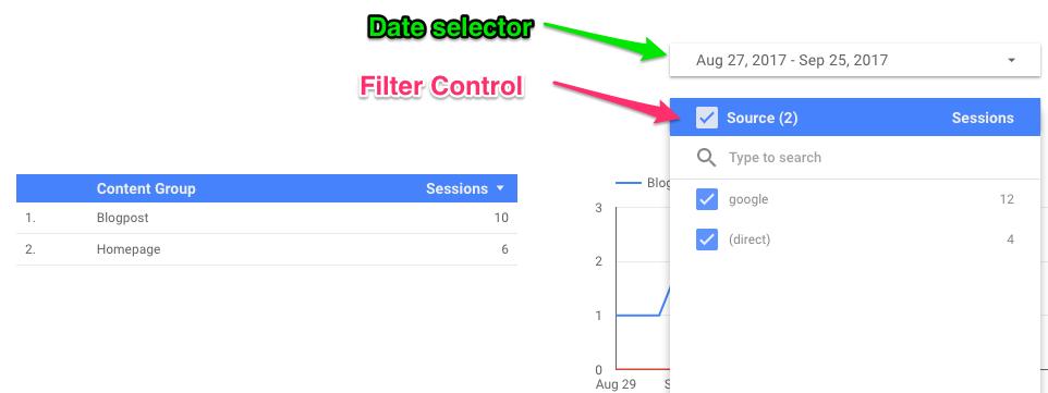 Filter Control trong google data studio